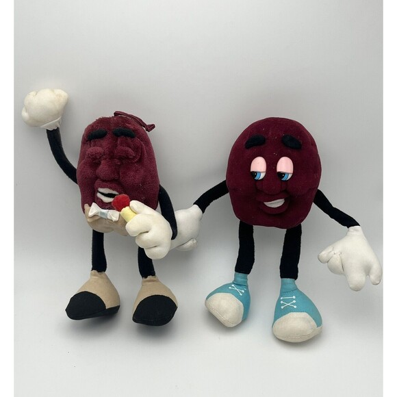 Vintage California Raisins 1988 Poseable Plush Toy Figures Applause Lot of 2 - Picture 6 of 6